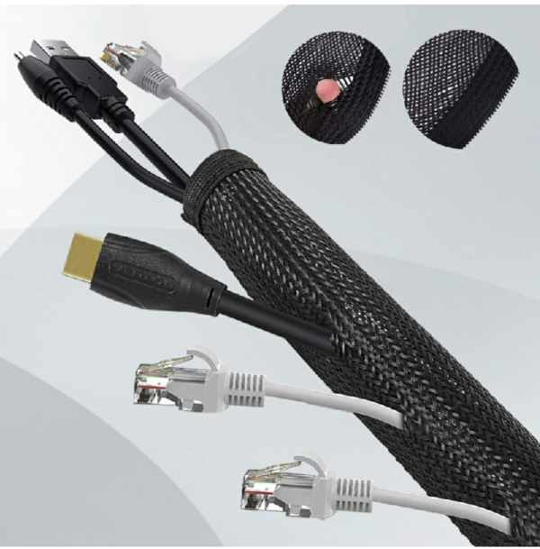 Cable Tidy Zip Sleeve 1.2m Wire Management Organiser - Image 4