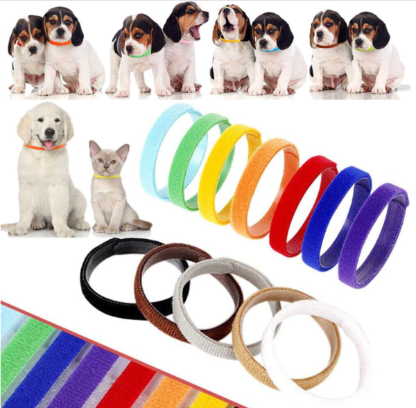 Set of 12 Puppy Adjustable Collars Welping ID Bands Newborn Dog