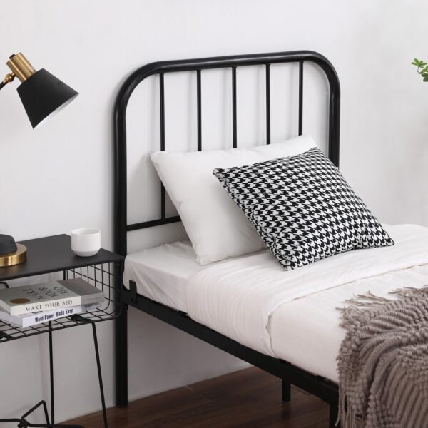 Modern 3ft Iron Bed Frame Single Round Pipe Design Black Finish - Image 10