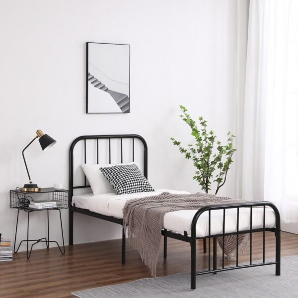 Modern 3ft Iron Bed Frame Single Round Pipe Design Black Finish - Image 12