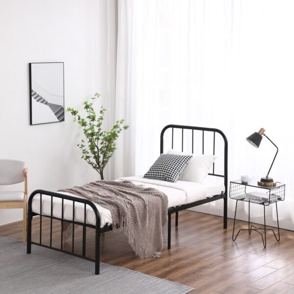 Modern 3ft Iron Bed Frame Single Round Pipe Design Black Finish - Image 13