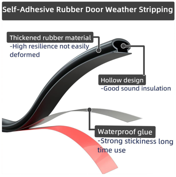 6M D-Shape Rubber Weather Seal Strip for Door Frame and Gaps - Image 2