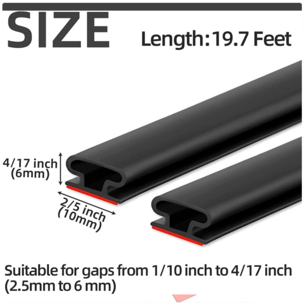 6M D-Shape Rubber Weather Seal Strip for Door Frame and Gaps - Image 3