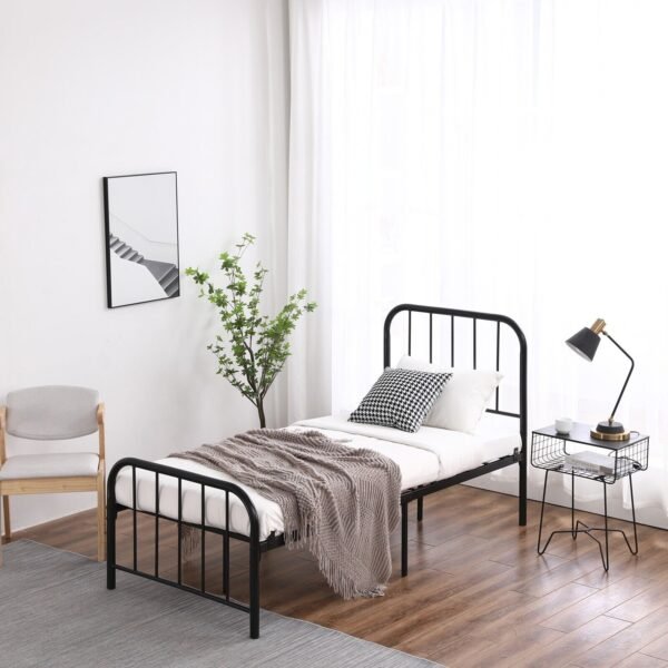 Modern 3ft Iron Bed Frame Single Round Pipe Design Black Finish - Image 22