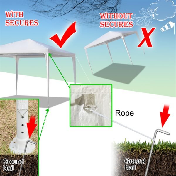 3 x 3m Four Sides Portable Home Use Waterproof Tent with Spiral Tubes White - Image 5