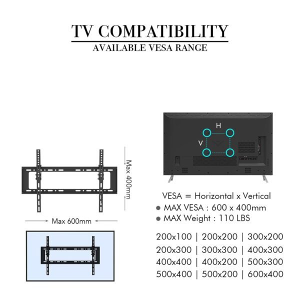 32-70" Wall Mount Bracket TV Stand with Spirit Level UK - Image 2