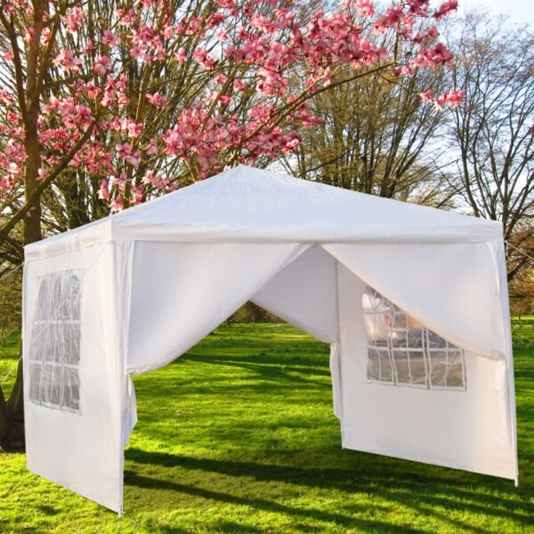 3 x 3m Four Sides Portable Home Use Waterproof Tent with Spiral Tubes White - Image 4