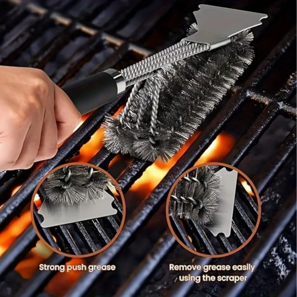 BBQ Cleaning Brush Grill Cleaner Barbecue Wire Heads Stainless Steel Handle Tool - Image 12