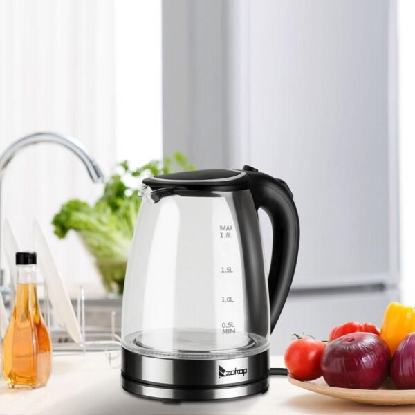 1.8L Electric Kettle Cordless Glass Jug with LED Light Fast Boil - Auto Shut Off - Image 22