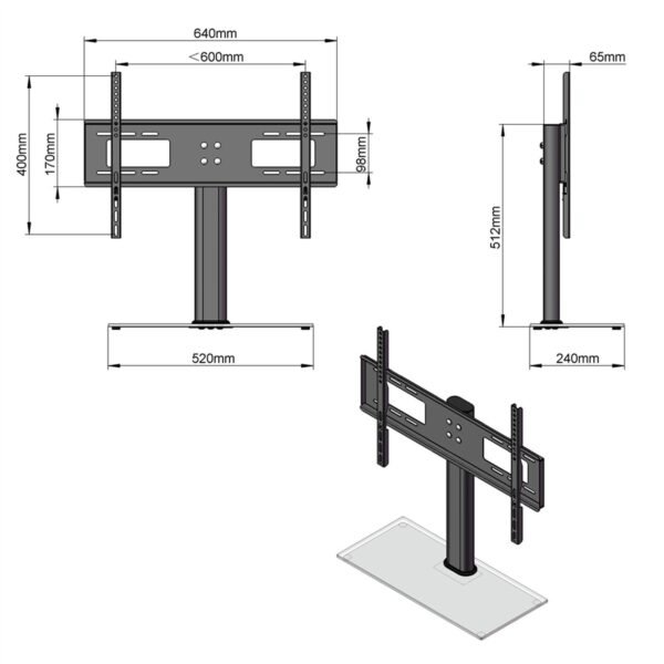 32-55" TV Universal TV Stand Wall Mount Bracket Desk Top Monitor Table Mount - Image 5