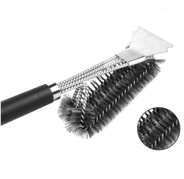 BBQ Cleaning Brush Grill Cleaner Barbecue Wire Heads Stainless Steel Handle Tool - Image 2