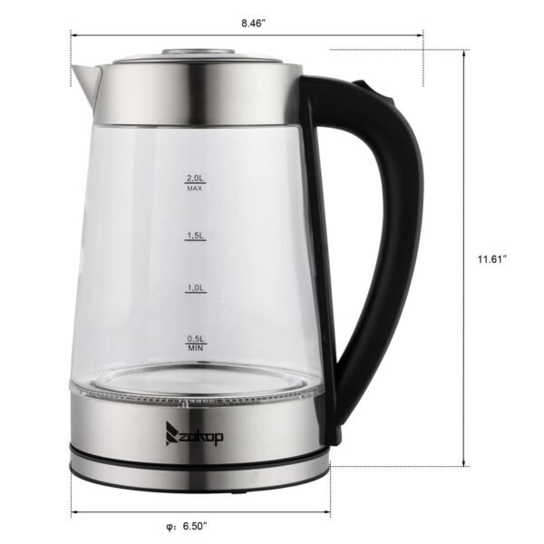 2L Cordless Electric Glass Kettle 2000W Blue LED Fast Boil Tea Water Jug UK - Image 2