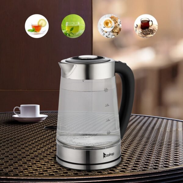 2L Cordless Electric Glass Kettle 2000W Blue LED Fast Boil Tea Water Jug UK - Image 8