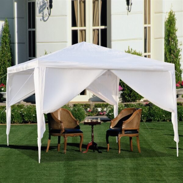 3 x 3m Four Sides Portable Home Use Waterproof Tent with Spiral Tubes White - Image 3