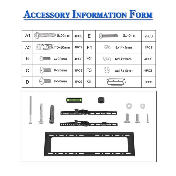 32-70" Wall Mount Bracket TV Stand with Spirit Level UK - Image 6