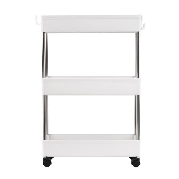 3-Layer Ultra-thin, Mobile Multi-Functional Slim Storage Cart White - Image 4