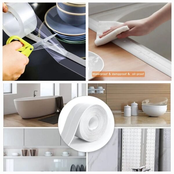 3PCS PVC Caulk Tape - Self-Adhesive Sealing Strip for Bathroom, Kitchen, and Toilet - Image 4