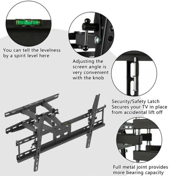 32"-70" 110Lbs VESA 600*400 Full Motion TV Wall Mount Tilt Range 0-15° TMDS-204 - Image 3