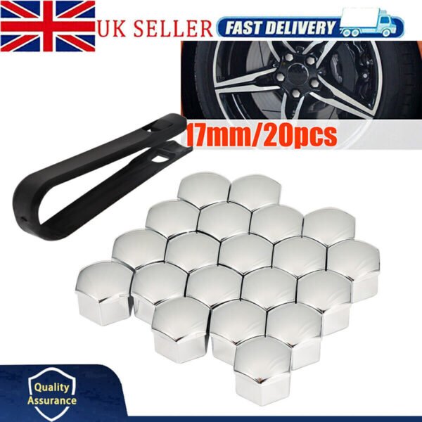 20PCS CHROME ALLOY CAR WHEEL NUT BOLT COVERS CAPS UNIVERSAL FOR ALL CAR 17MM UK - Image 2