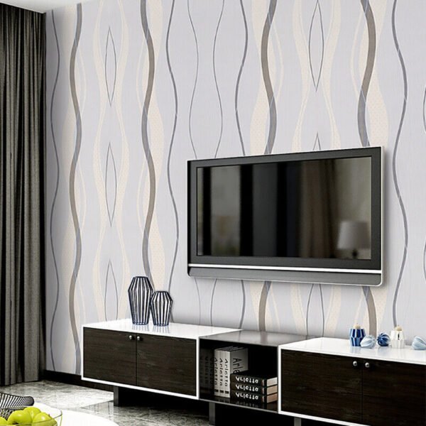 Metallic Silver Grey Wallpaper Rolls - Geometric Design for Living Room Home Decor - Image 2