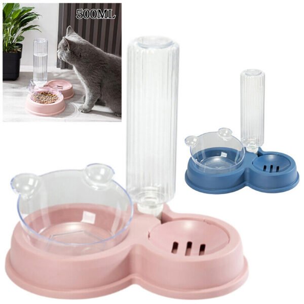 New Pet Water Dispenser - Slow Drinker with Food Bowl and Slow Feeder for Cats - Dogs - Image 2