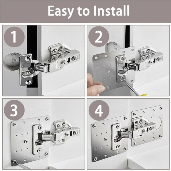 Pack of 4 - Kitchen Cupboard Hinge Repair Plates with Fixing Screws for Cabinets - Image 6