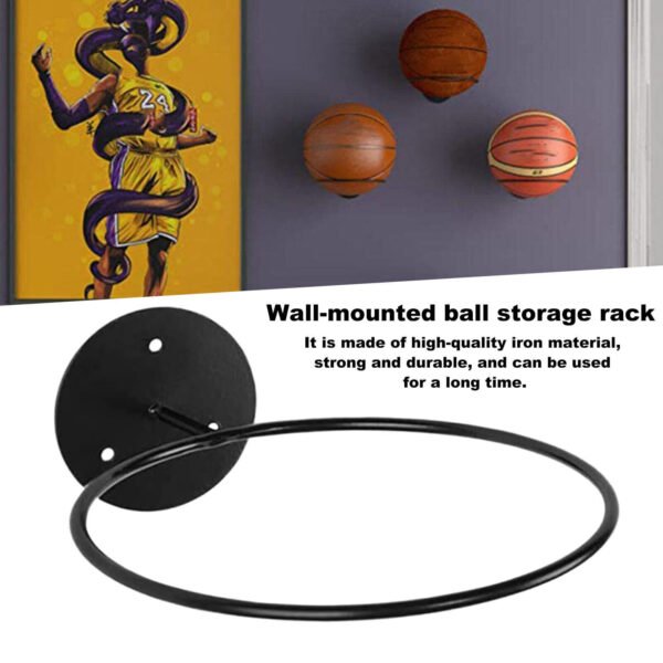 Wall Mounted Storage Rack (2PCS) - Metal Holder for Football, Basketball, Soccer, and Hats - Image 3