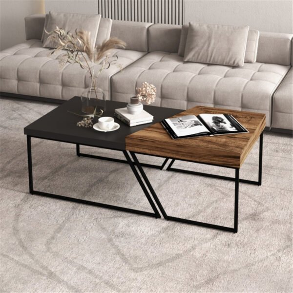 Coffee Table and Bar Table - Rustic Brown and Black - Image 4