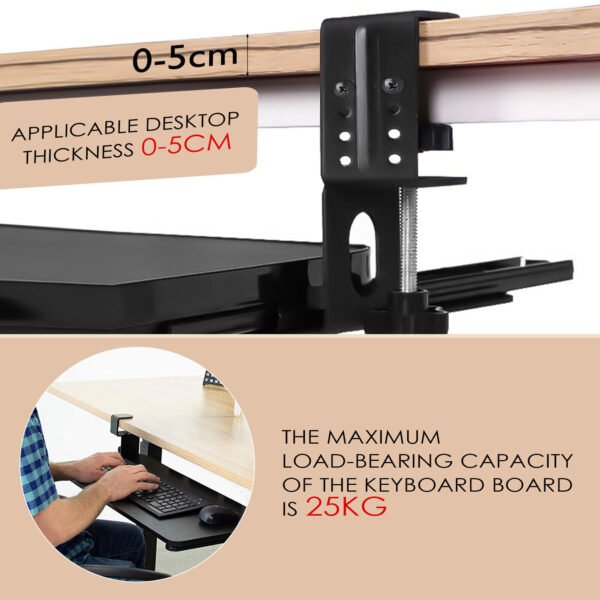 Comfort Keyboard Tray - Large Clamp-On Platform for Under Desk Use - Image 3