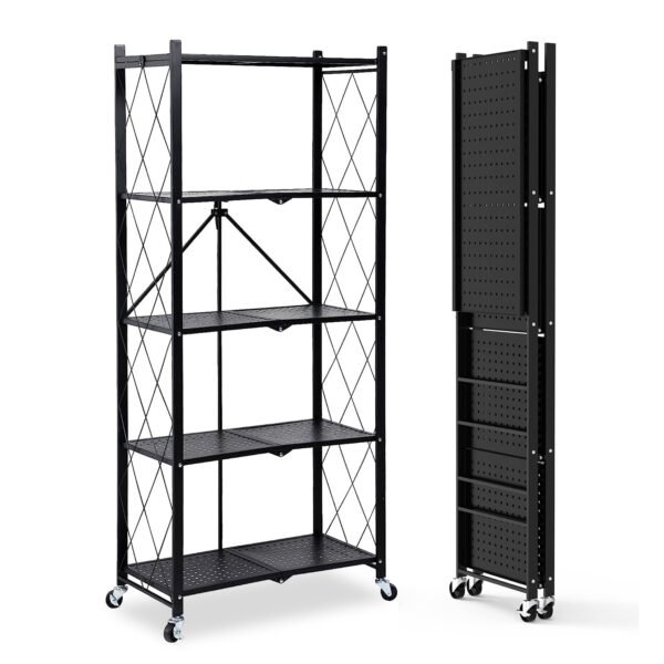 5 Tiers Garage Shelving Storage Units Heavy Duty Metal, Foldable and Moveable UK