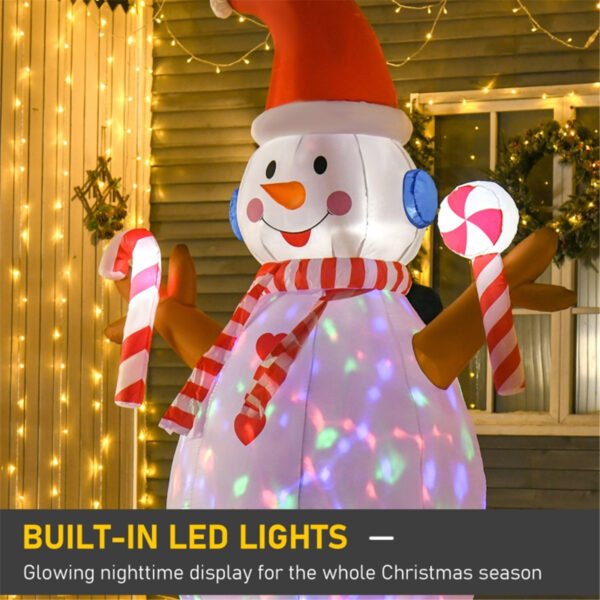 Christmas Snowman Inflatable with Rotating Inner Lights - Illuminated Holiday Decor - Image 2