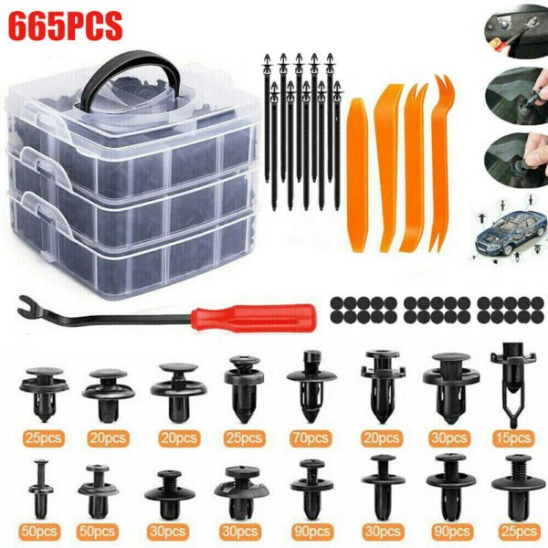 665PCS Car Fastener Clips and Push Rivets - Retainer, Door Screw, Panel, Bumper Trim