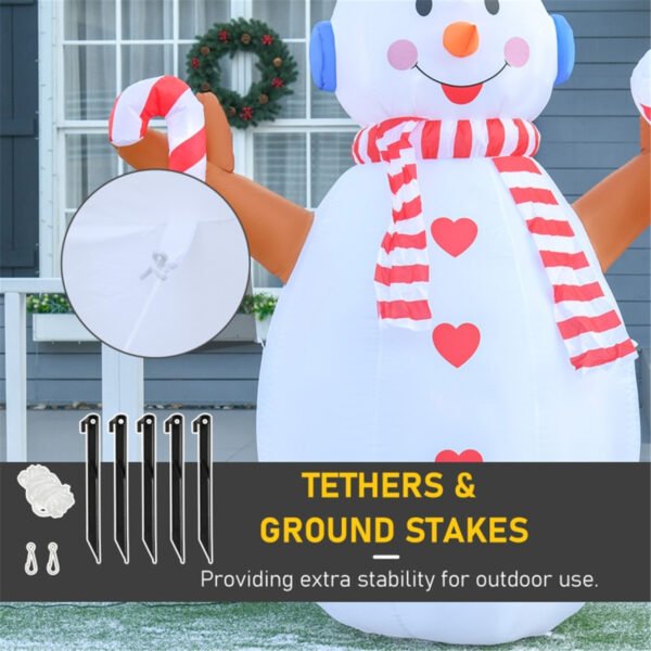 Christmas Snowman Inflatable with Rotating Inner Lights - Illuminated Holiday Decor - Image 4