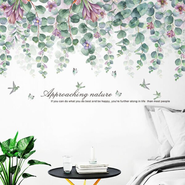 Pack of 2 - Tropical Leaves Green Plant Wall Stickers - PVC Decals - Nursery Art & Home Decor - Image 2
