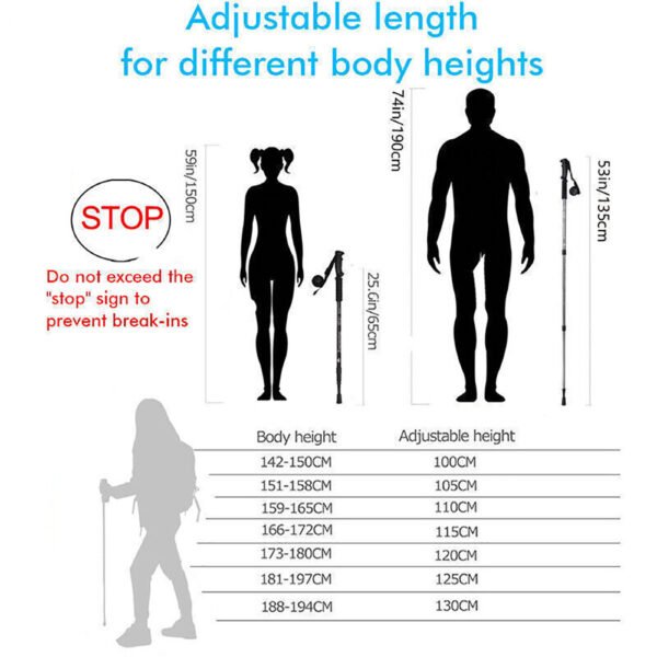 Pack of 2 Folding Walking Poles - Portable Walking Sticks for Hiking, Camping & Backpacking - Image 7