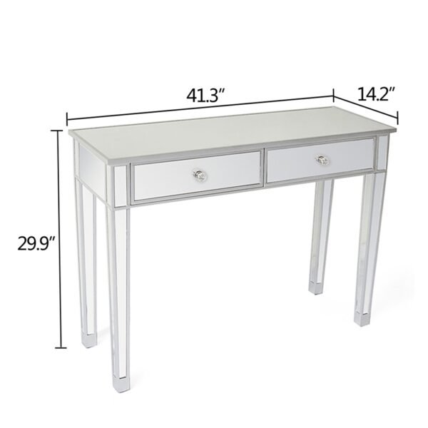 Mirrored Makeup Table Desk Vanity for Women with 2 Drawers - Image 3