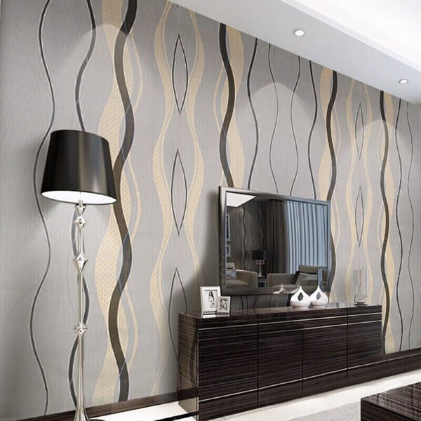 Metallic Silver Grey Wallpaper Rolls - Geometric Design for Living Room Home Decor - Image 3