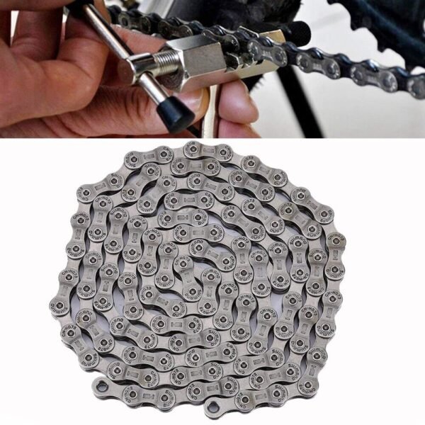 9-Speed HG-73 Bicycle Chain - 116 Links for Mountain & Road Bikes (Deore LX 105, Silver) - Image 8