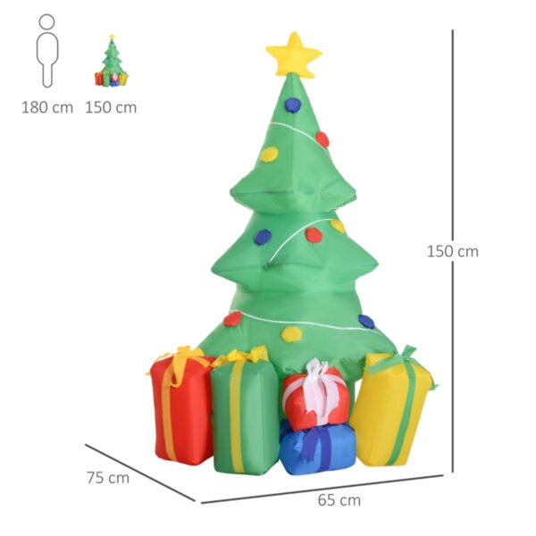 1.5m Self-Inflatable Christmas Tree - Decorated with Ornaments and Presents with White LED Light - Image 4