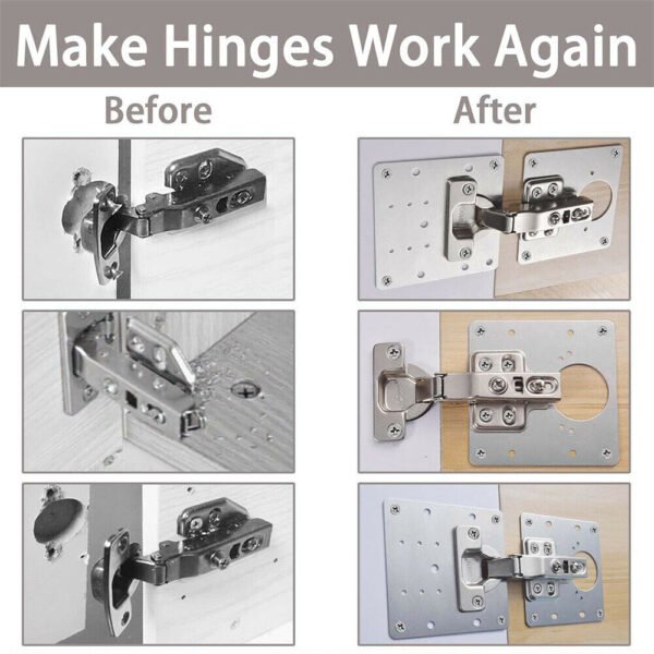 Pack of 4 - Kitchen Cupboard Hinge Repair Plates with Fixing Screws for Cabinets - Image 7