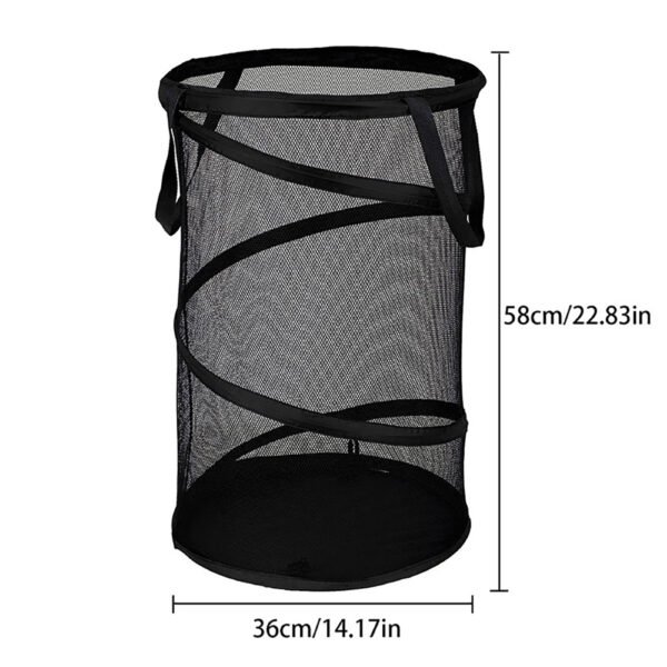 Collapsible Laundry Basket with Handles - Large Foldable Mesh Hamper for Laundry Room, Bathroom, Kids’ Room, and Travel Organizer - Image 5