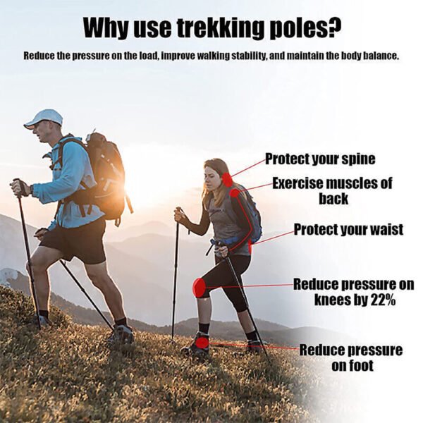 Pack of 2 Folding Walking Poles - Portable Walking Sticks for Hiking, Camping & Backpacking - Image 3
