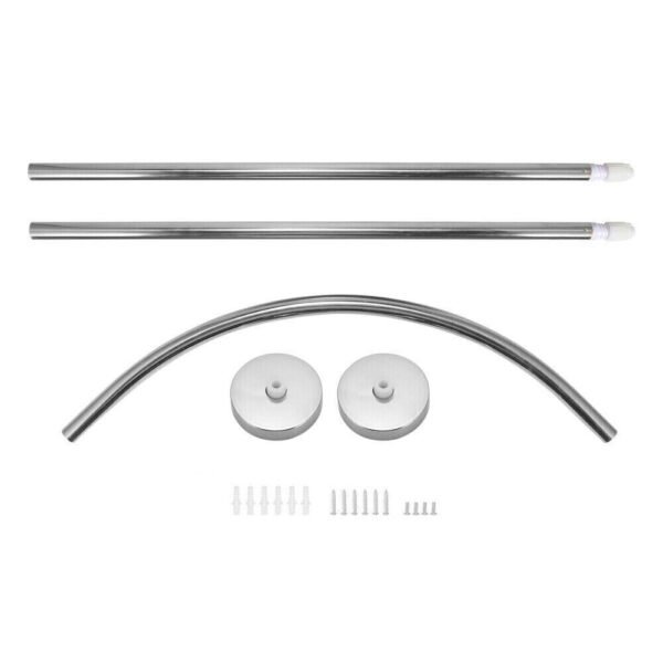 L-Shaped Shower Curtain Rail Rod - Stretchable Stainless Steel Pole for Bathroom Corners - Image 3