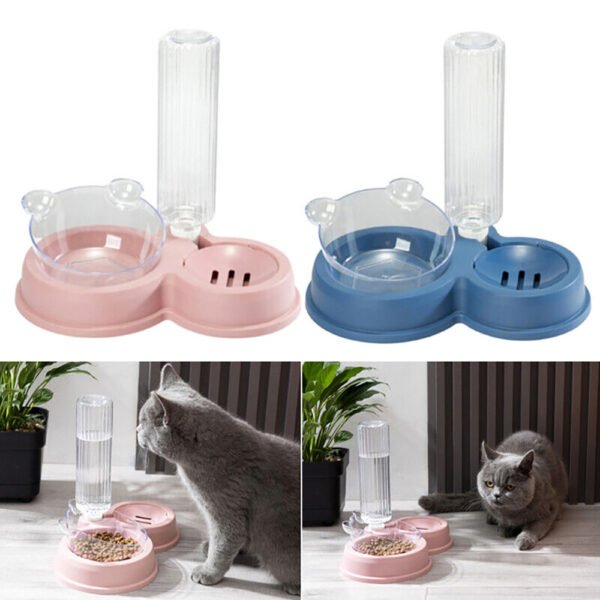 New Pet Water Dispenser - Slow Drinker with Food Bowl and Slow Feeder for Cats - Dogs