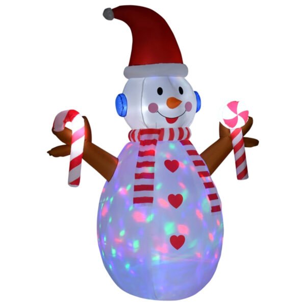 Christmas Snowman Inflatable with Rotating Inner Lights - Illuminated Holiday Decor