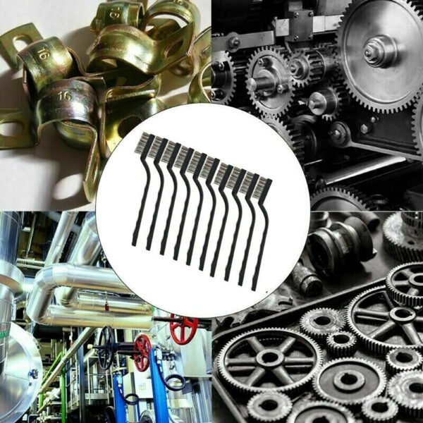 Pack of 10 - Stainless Steel Wire Brush Set - Small Brushes for DIY Paint and Rust-Remover Tool - Image 4
