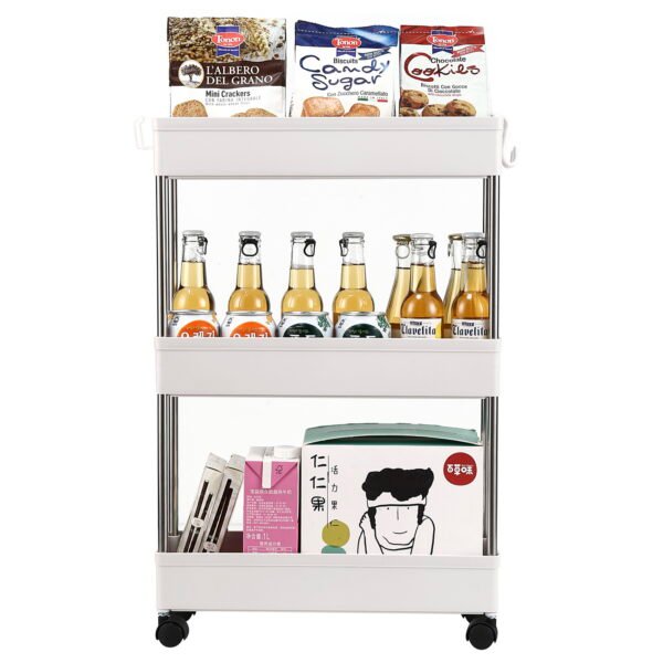 3-Layer Ultra-thin, Mobile Multi-Functional Slim Storage Cart White