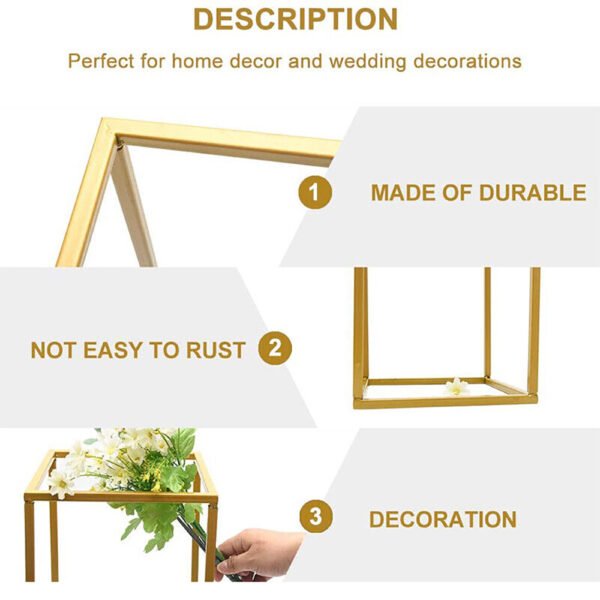 60cm & 40cm Metal Geometric Flower Vase Holder - Party and Wedding Centerpieces - Image 2