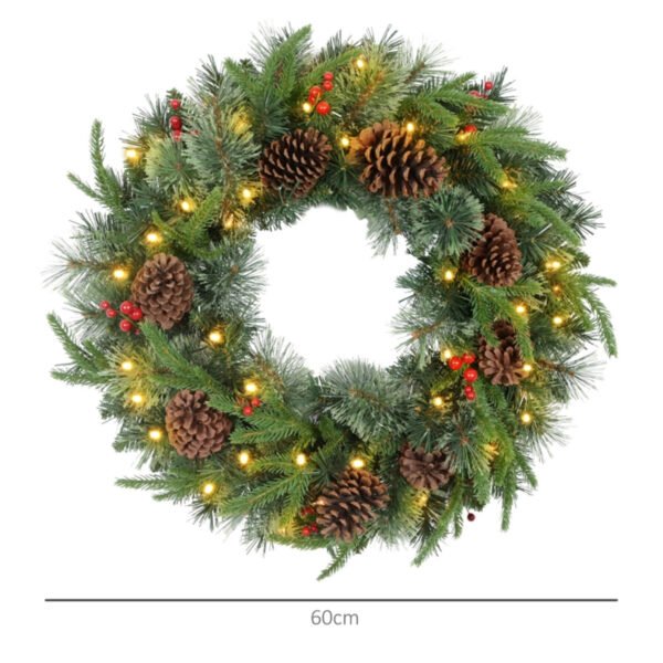 Flame Retardant Decorative Branches Molded from Real Trees - Includes Pine Cones, Red Berries and 50 Warm White LED Lights - Image 4