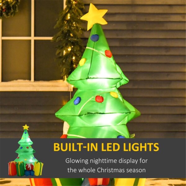 1.5m Self-Inflatable Christmas Tree - Decorated with Ornaments and Presents with White LED Light - Image 2